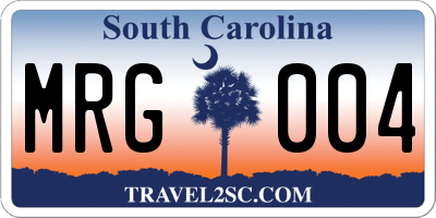 SC license plate MRG004