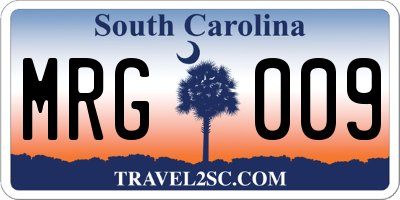 SC license plate MRG009