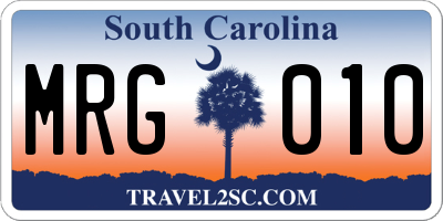 SC license plate MRG010