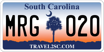 SC license plate MRG020