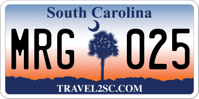 SC license plate MRG025