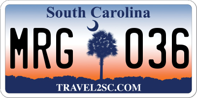 SC license plate MRG036