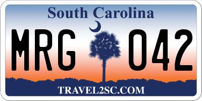 SC license plate MRG042