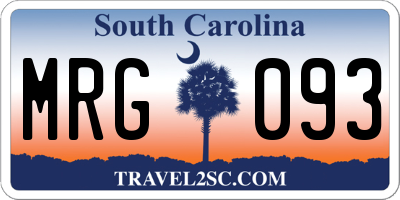 SC license plate MRG093