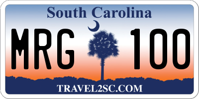 SC license plate MRG100
