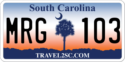 SC license plate MRG103