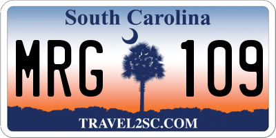 SC license plate MRG109