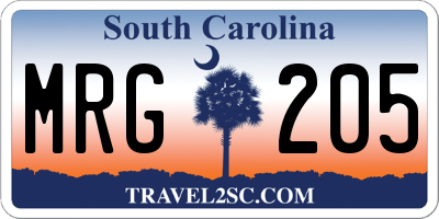 SC license plate MRG205