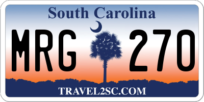 SC license plate MRG270