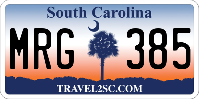 SC license plate MRG385