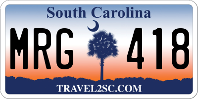 SC license plate MRG418