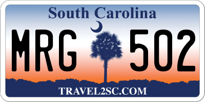 SC license plate MRG502
