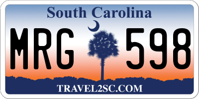SC license plate MRG598