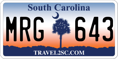 SC license plate MRG643