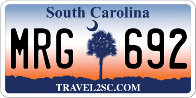 SC license plate MRG692