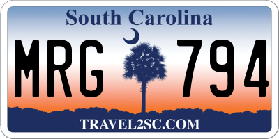 SC license plate MRG794