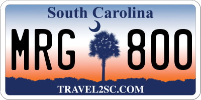 SC license plate MRG800