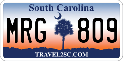 SC license plate MRG809