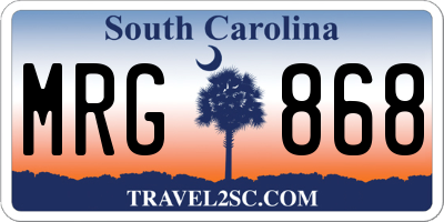 SC license plate MRG868