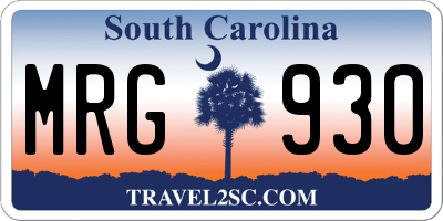 SC license plate MRG930