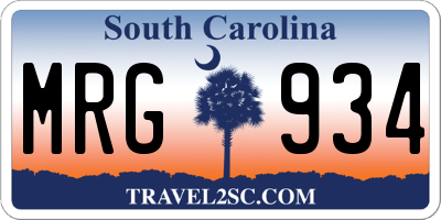 SC license plate MRG934