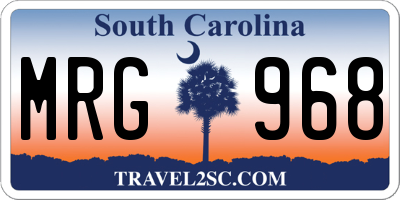 SC license plate MRG968