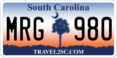 SC license plate MRG980