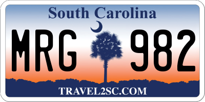 SC license plate MRG982
