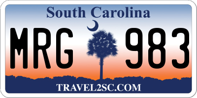 SC license plate MRG983
