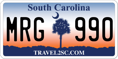 SC license plate MRG990