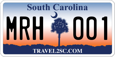 SC license plate MRH001