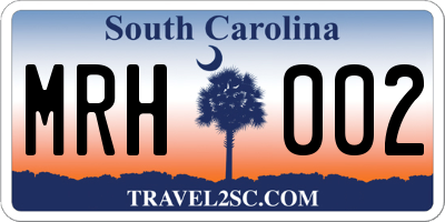 SC license plate MRH002