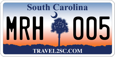 SC license plate MRH005