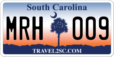 SC license plate MRH009
