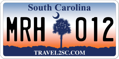 SC license plate MRH012