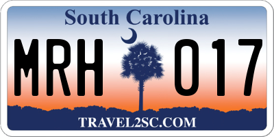 SC license plate MRH017