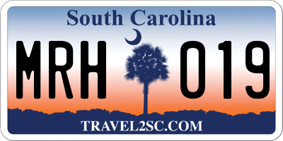 SC license plate MRH019