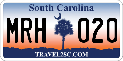 SC license plate MRH020