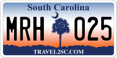 SC license plate MRH025