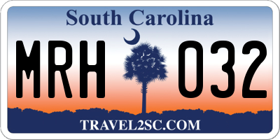SC license plate MRH032