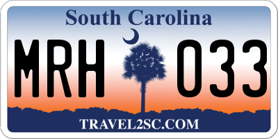 SC license plate MRH033