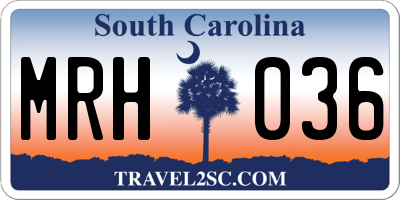 SC license plate MRH036