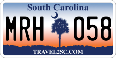 SC license plate MRH058
