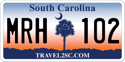 SC license plate MRH102