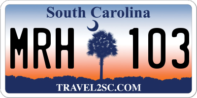 SC license plate MRH103