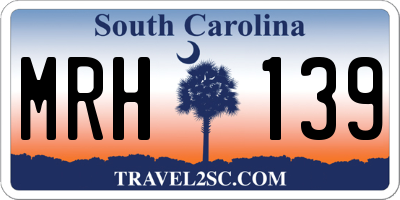 SC license plate MRH139