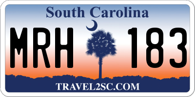 SC license plate MRH183
