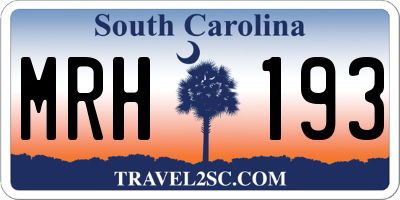 SC license plate MRH193
