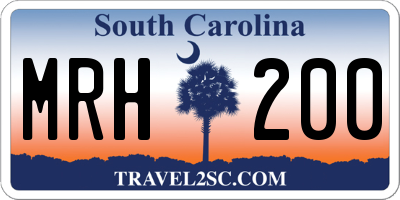 SC license plate MRH200