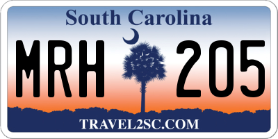 SC license plate MRH205